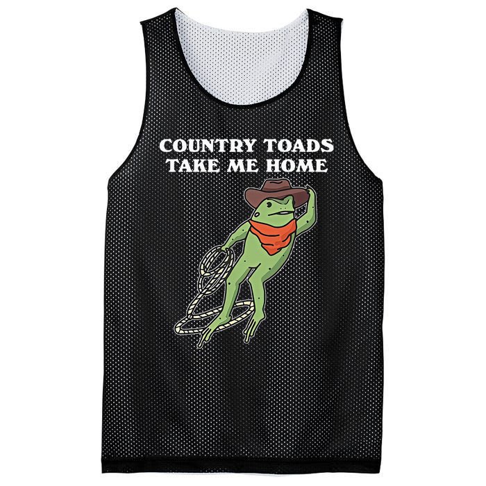 Country Toads Take Me Home Cowboy Frog Funny Western Mesh Reversible Basketball Jersey Tank