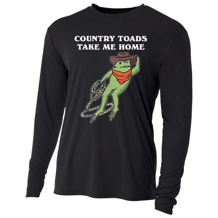 Country Toads Take Me Home Cowboy Frog Funny Western Cooling Performance Long Sleeve Crew