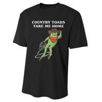 Country Toads Take Me Home Cowboy Frog Funny Western Performance Sprint T-Shirt