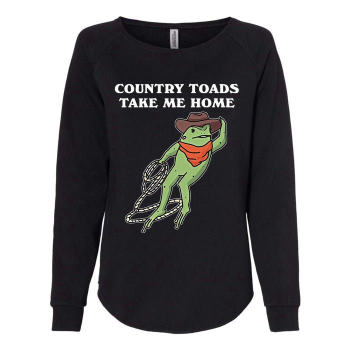 Country Toads Take Me Home Cowboy Frog Funny Western Womens California Wash Sweatshirt