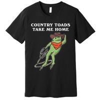 Country Toads Take Me Home Cowboy Frog Funny Western Premium T-Shirt