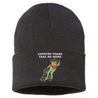 Country Toads Take Me Home Cowboy Frog Funny Western Sustainable Knit Beanie