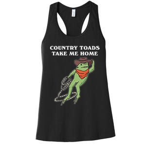 Country Toads Take Me Home Cowboy Frog Funny Western Women's Racerback Tank