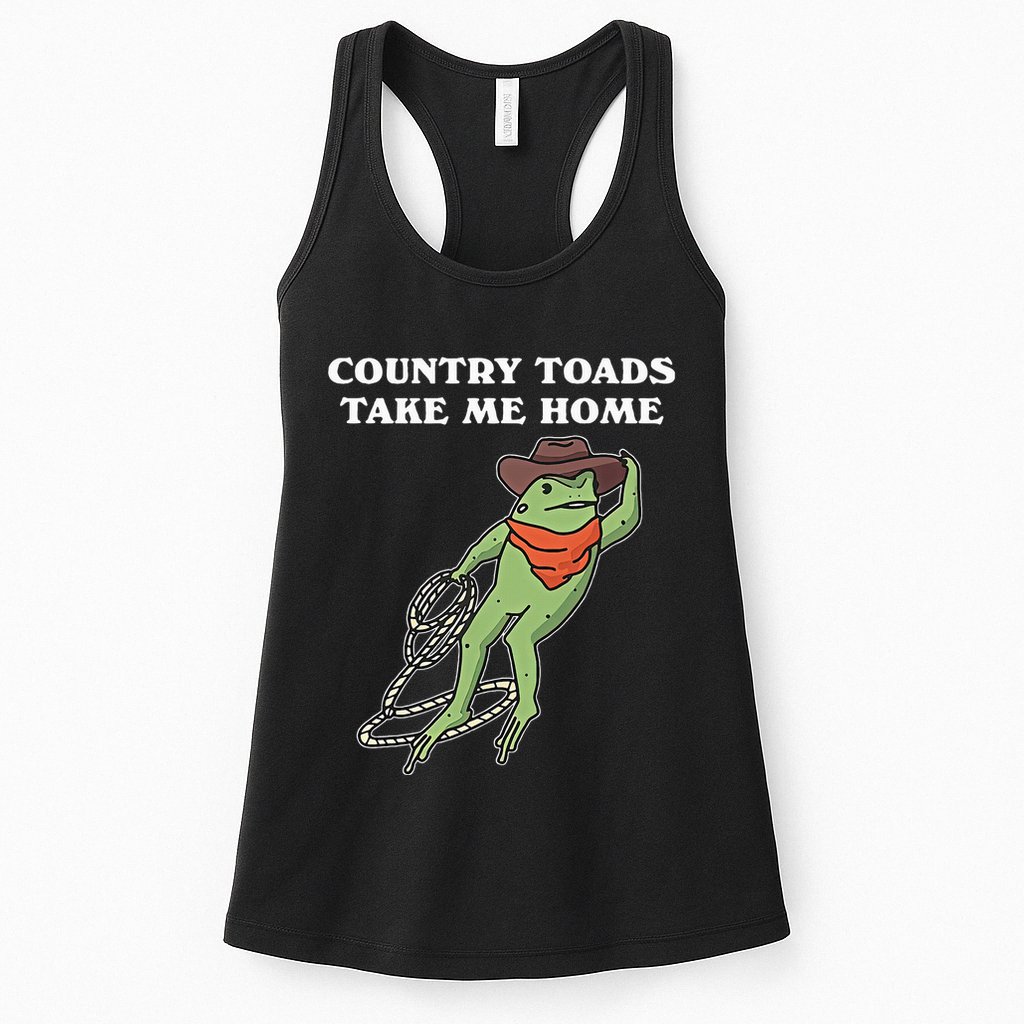 Country Toads Take Me Home Cowboy Frog Funny Western Womens Tank Top