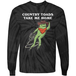 Country Toads Take Me Home Cowboy Frog Funny Western Tie-Dye Long Sleeve Shirt