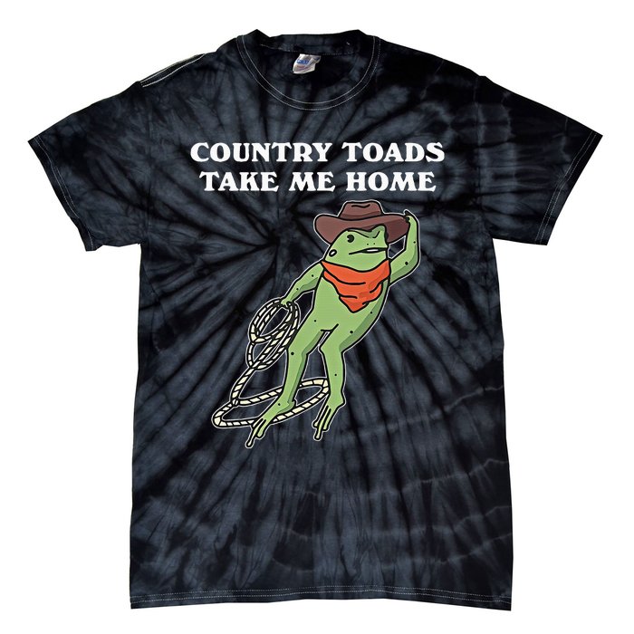 Country Toads Take Me Home Cowboy Frog Funny Western Tie-Dye T-Shirt