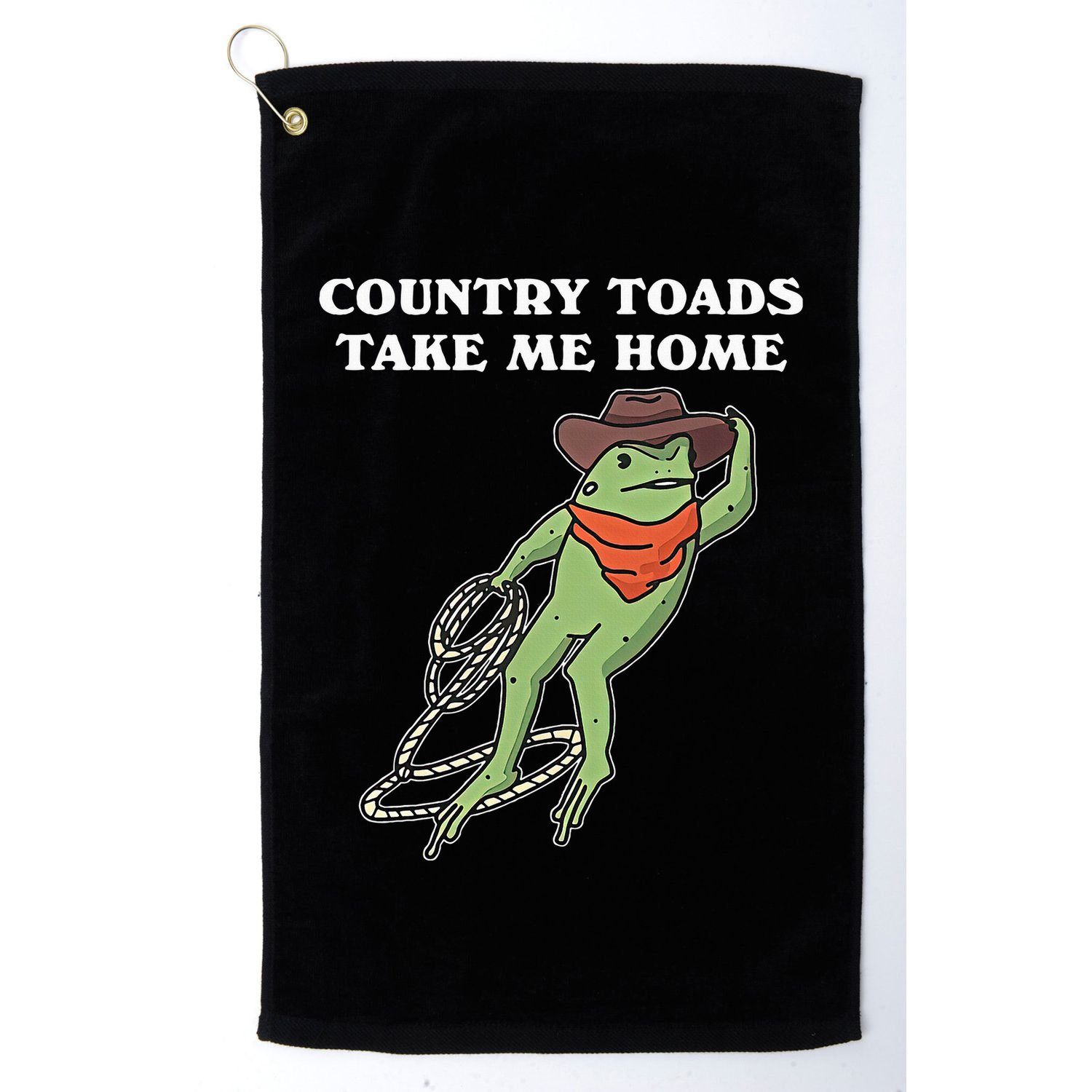 Country Toads Take Me Home Cowboy Frog Funny Western Golf Towel