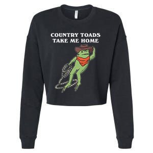 Country Toads Take Me Home Cowboy Frog Funny Western Cropped Pullover Crew