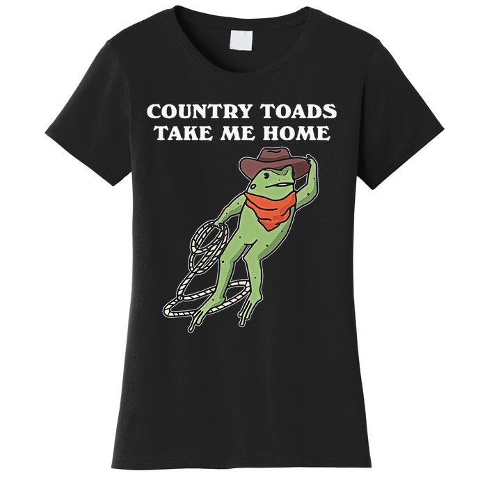 Country Toads Take Me Home Cowboy Frog Funny Western Women's T-Shirt