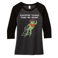 Country Toads Take Me Home Cowboy Frog Funny Western Women's Tri-Blend 3/4-Sleeve Raglan Shirt