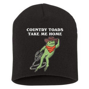 Country Toads Take Me Home Cowboy Frog Funny Western Short Acrylic Beanie