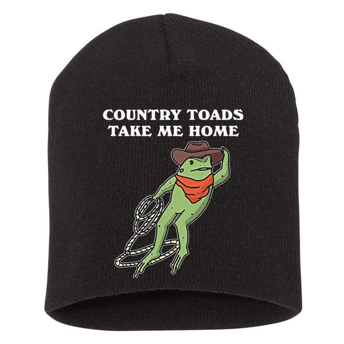 Country Toads Take Me Home Cowboy Frog Funny Western Short Acrylic Beanie