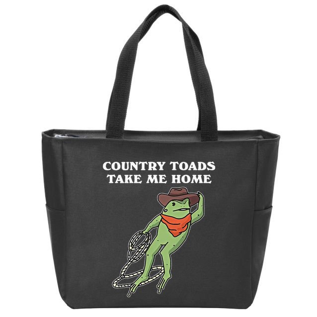 Country Toads Take Me Home Cowboy Frog Funny Western Zip Tote Bag