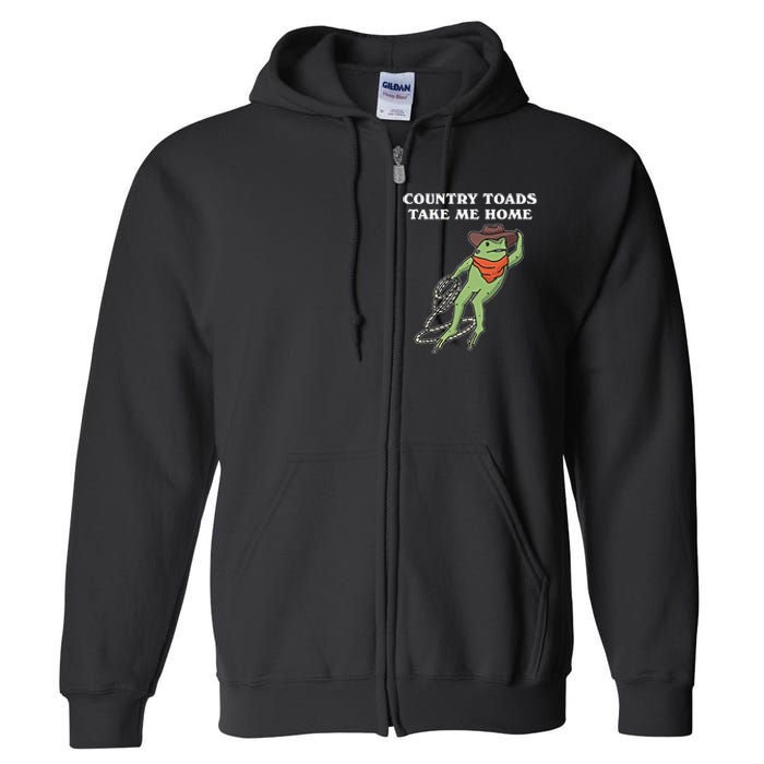 Country Toads Take Me Home Cowboy Frog Funny Western Full Zip Hoodie