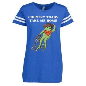 Country Toads Take Me Home Cowboy Frog Funny Western Enza Ladies Jersey Football T-Shirt