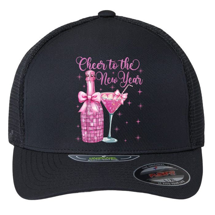 Cheer To The New Year Happy New Year 2025 Party Flexfit Unipanel Trucker Cap