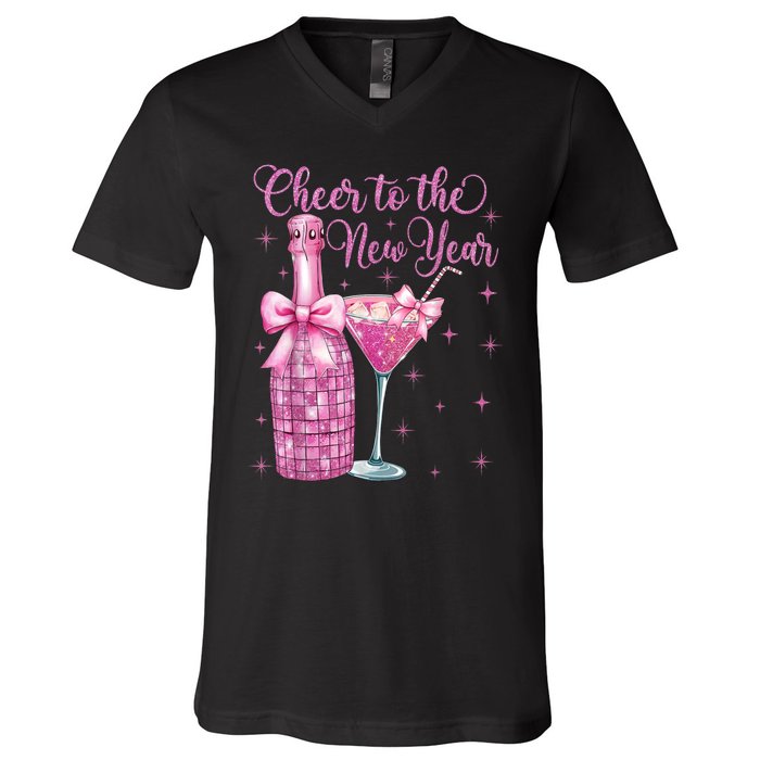 Cheer To The New Year Happy New Year 2025 Party V-Neck T-Shirt