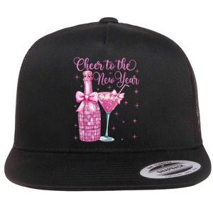 Cheer To The New Year Happy New Year 2025 Party Flat Bill Trucker Hat