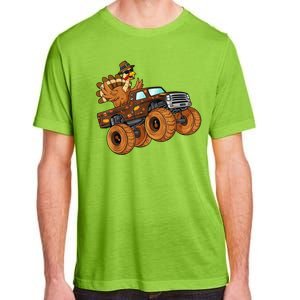 Cute Turkey Thanksgiving Monster Truck Adult ChromaSoft Performance T-Shirt