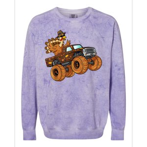 Cute Turkey Thanksgiving Monster Truck Colorblast Crewneck Sweatshirt