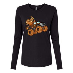 Cute Turkey Thanksgiving Monster Truck Womens Cotton Relaxed Long Sleeve T-Shirt