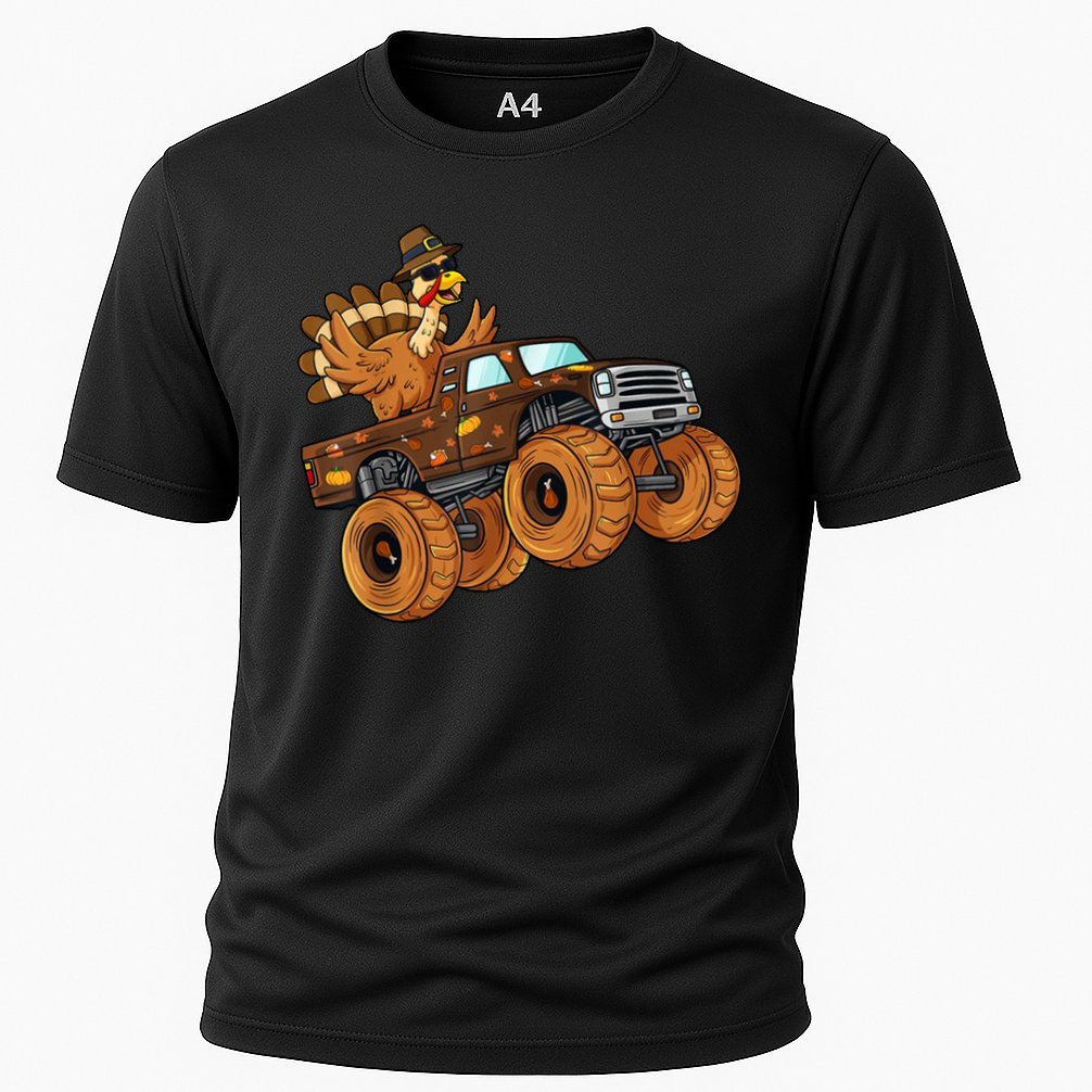 Cute Turkey Thanksgiving Monster Truck Performance Shirt