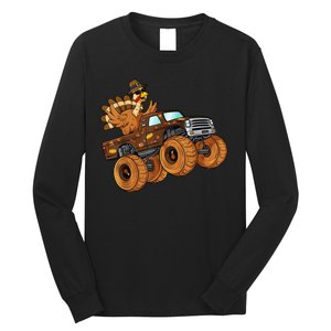 Cute Turkey Thanksgiving Monster Truck Long Sleeve Shirt