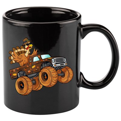 Cute Turkey Thanksgiving Monster Truck 11oz C Handle Ceramic Mug