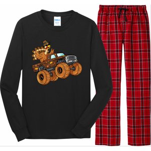 Cute Turkey Thanksgiving Monster Truck Long Sleeve Pajama Set