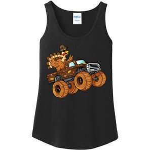 Cute Turkey Thanksgiving Monster Truck Ladies Essential Tank