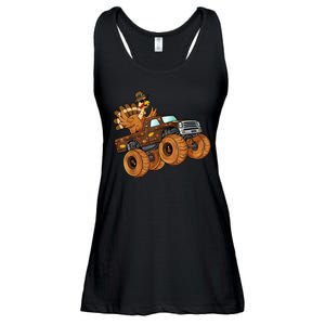 Cute Turkey Thanksgiving Monster Truck Ladies Essential Flowy Tank