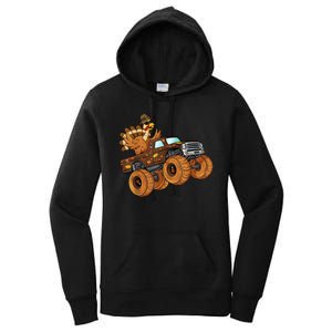 Cute Turkey Thanksgiving Monster Truck Women's Pullover Hoodie