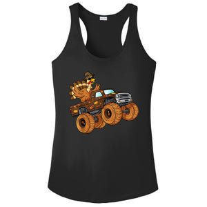 Cute Turkey Thanksgiving Monster Truck Ladies PosiCharge Competitor Racerback Tank