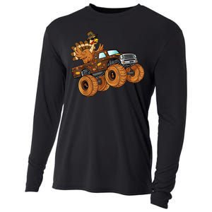 Cute Turkey Thanksgiving Monster Truck Cooling Performance Long Sleeve Crew