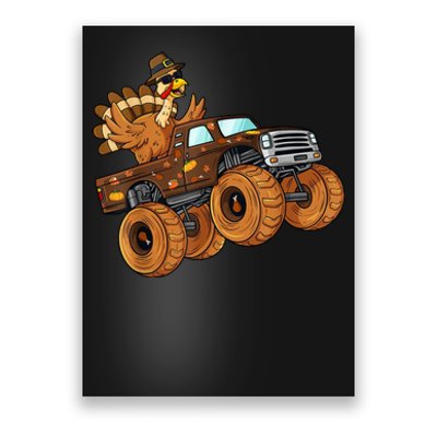 Cute Turkey Thanksgiving Monster Truck Poster