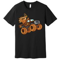 Cute Turkey Thanksgiving Monster Truck Premium T-Shirt