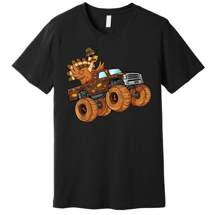 Cute Turkey Thanksgiving Monster Truck Premium T-Shirt