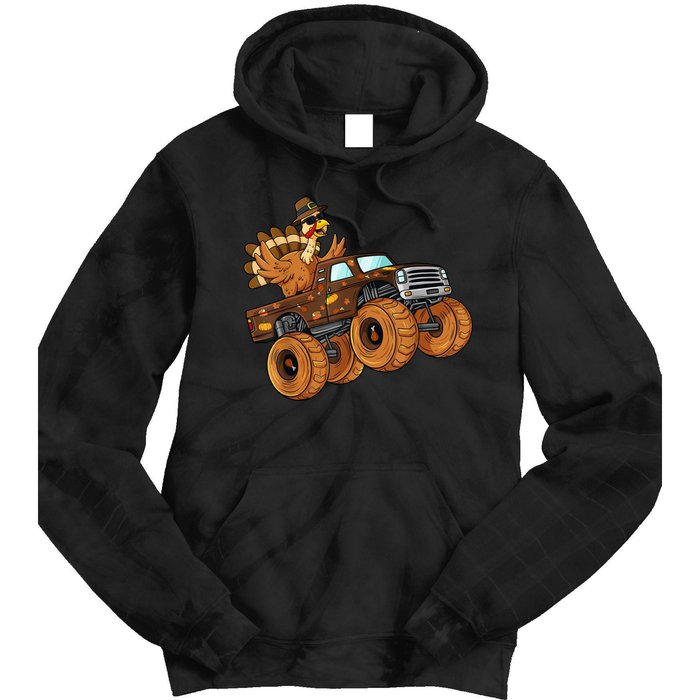 Cute Turkey Thanksgiving Monster Truck Tie Dye Hoodie