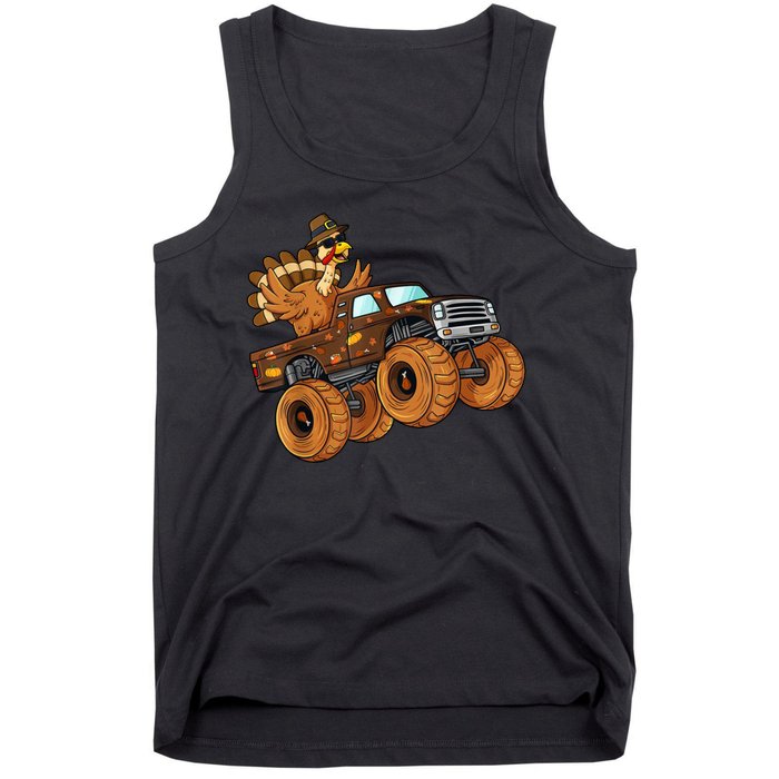 Cute Turkey Thanksgiving Monster Truck Tank Top