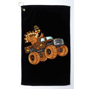 Cute Turkey Thanksgiving Monster Truck Platinum Collection Golf Towel