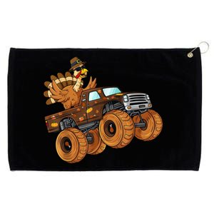 Cute Turkey Thanksgiving Monster Truck Grommeted Golf Towel