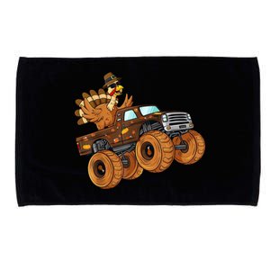 Cute Turkey Thanksgiving Monster Truck Microfiber Hand Towel