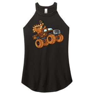 Cute Turkey Thanksgiving Monster Truck Women's Perfect Tri Rocker Tank