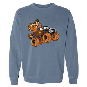 Cute Turkey Thanksgiving Monster Truck Garment-Dyed Sweatshirt