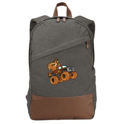 Cute Turkey Thanksgiving Monster Truck Cotton Canvas Backpack