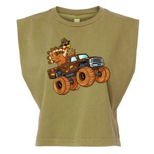 Cute Turkey Thanksgiving Monster Truck Garment-Dyed Women's Muscle Tee