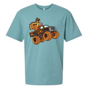 Cute Turkey Thanksgiving Monster Truck Sueded Cloud Jersey T-Shirt