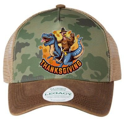 Cool Thanksgiving Turkey Riding TRex Dinosaur Legacy Tie Dye Trucker Hat