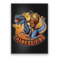 Cool Thanksgiving Turkey Riding TRex Dinosaur Poster