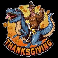 Cool Thanksgiving Turkey Riding TRex Dinosaur Poster